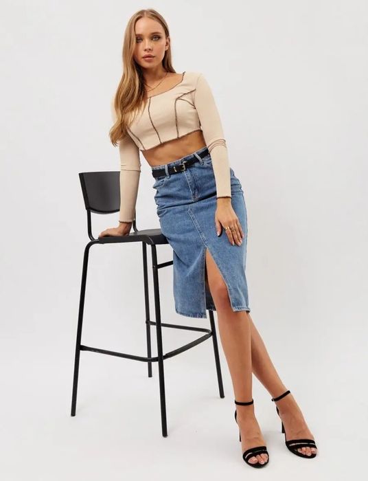 Джинсовая модная юбка