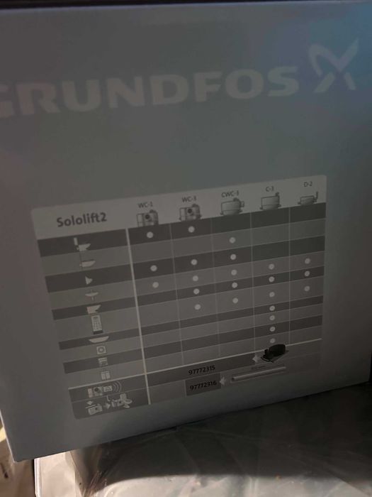 Помпа Grundfos SOLOLIFT2 D-2 нова, неотваряна - малка, готова за монтаж автоматична подемна станция