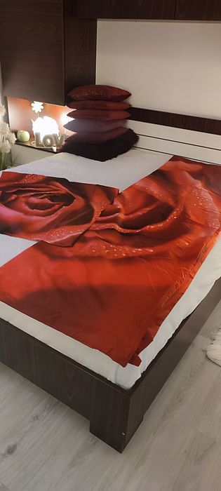 Set de pat 100%bumbac, imprimeu trandafiri cu roua, Covers&Co, nou