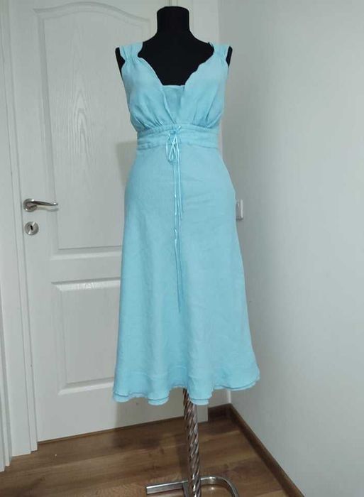 Rochie turcoaz din in, marimea S/M