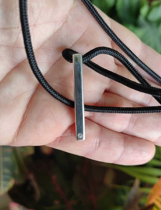 Сребърно колие, колие с име или пожелание, Мъжко 3D колие с гравиране