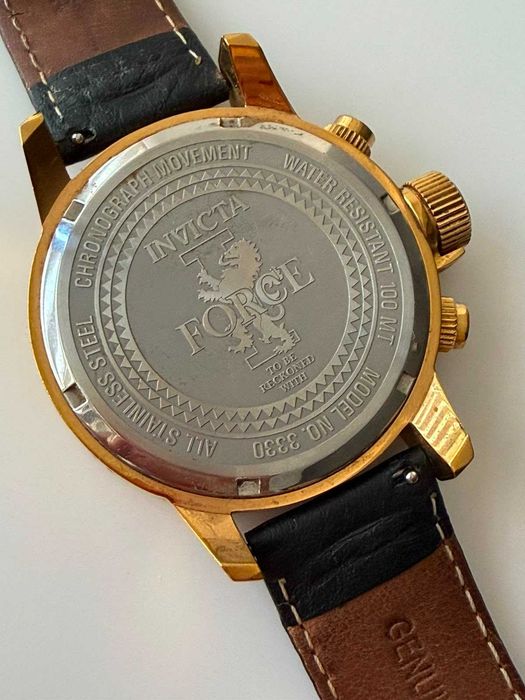 Ceas Invicta, curea din piele naturală neagră, original