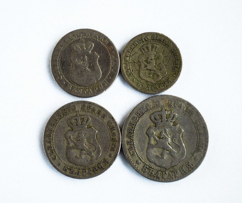 България 2 стотинки и половина, 5, 10 и 20 стотинки от 1888 година лот