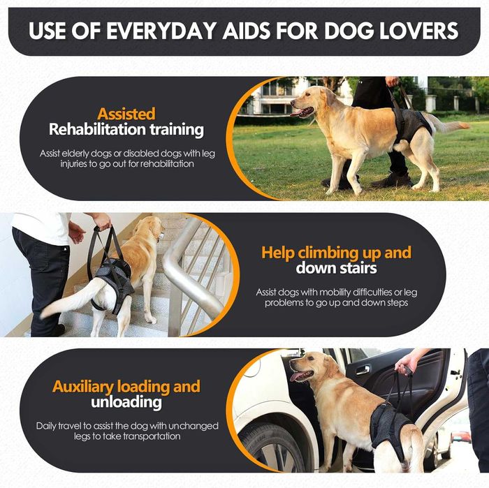 Регулируем опорен колан за повдигане на кучета за задни крака, XL