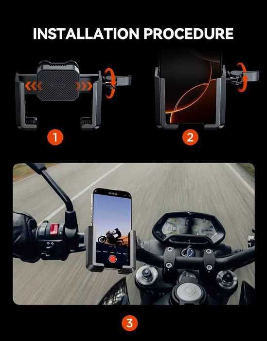 Suport telefon universal pentru motocicletă/bicicletă, antișoc, compatibil cu telefoane de 4.7"-7"