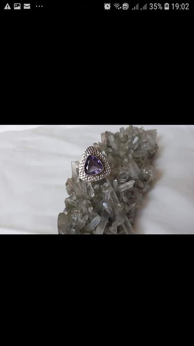 Inel argint 925 cu ametist, impecabil, mărime 17,5mm
