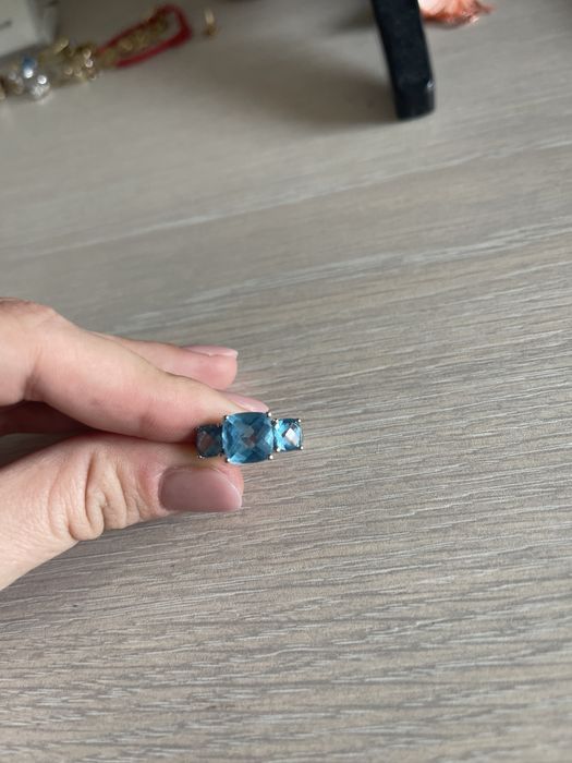 Inel aur alb 14k cu aquamarin