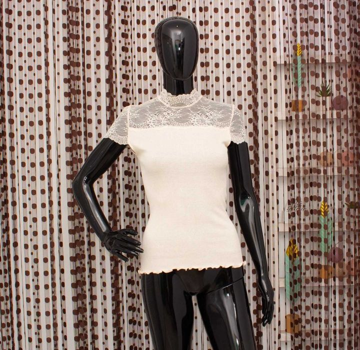 Rosemunde дамска тениска с дантела от коприна и памук М