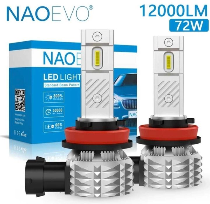 Set de 2 becuri led H11 cu răcire pe radiator.