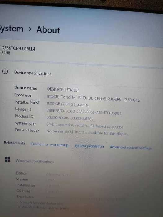 Лаптоп втора употреба Lenovo V15 intel i3-10110U, SSD 256GB, 8GB RAM