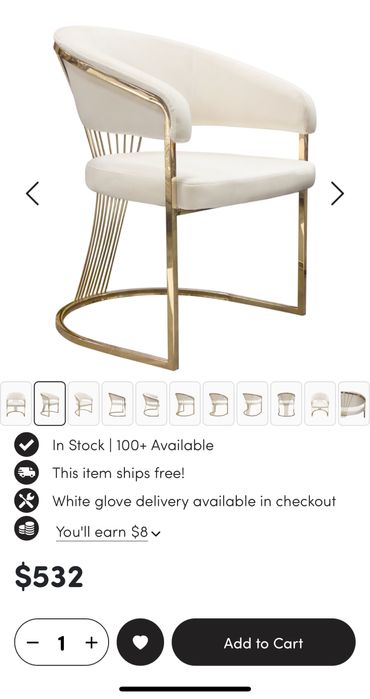 Луксозни столове с позлатена основа – 4 броя, неупотребявани