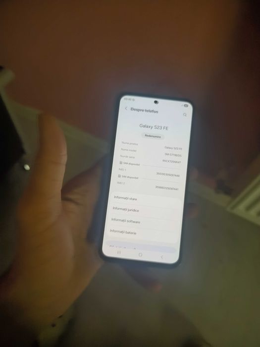 Telefonul Samsung Galaxy S23 Fe arată impecabil, bateria ține mult și este complet nou. Prețul este de 1300 lei, iar prețul este fix.
