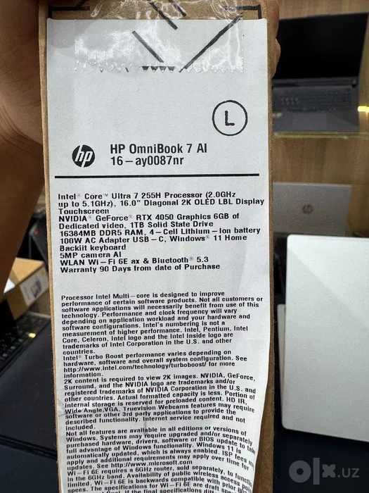 Noutbuk HP OmniBook 7 Intel Ultra 7 255H RTX 4050 16/1TB 16.0 2K OLED
