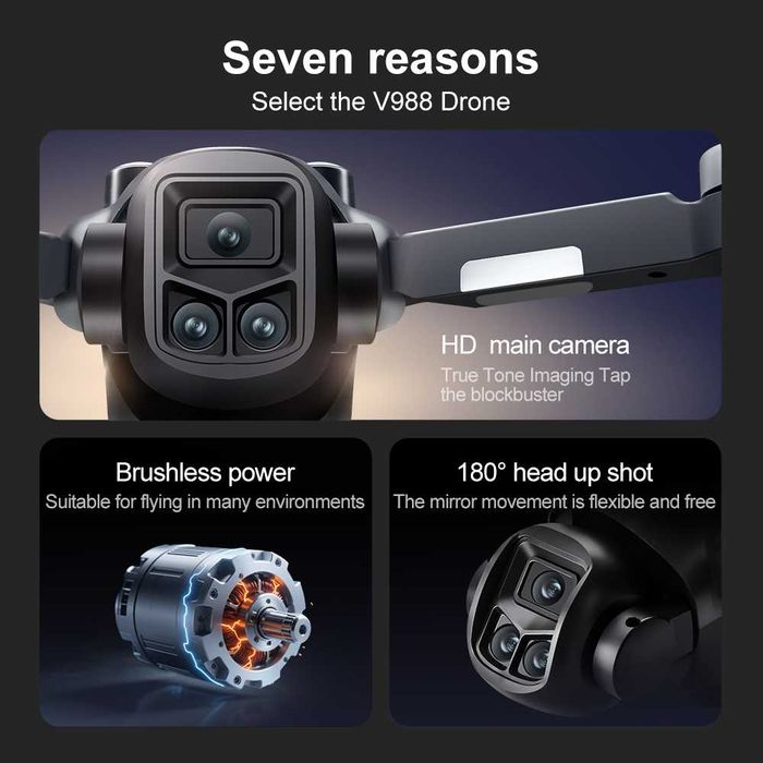 Дрон Xiaomi PRO988 UNV drone brushless, безчетков