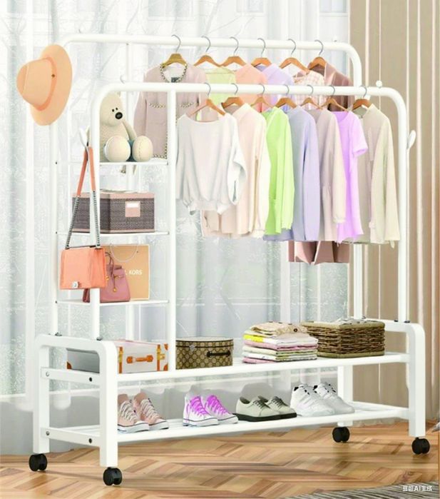 Двухъярусная двухрядная вешалка для одежды