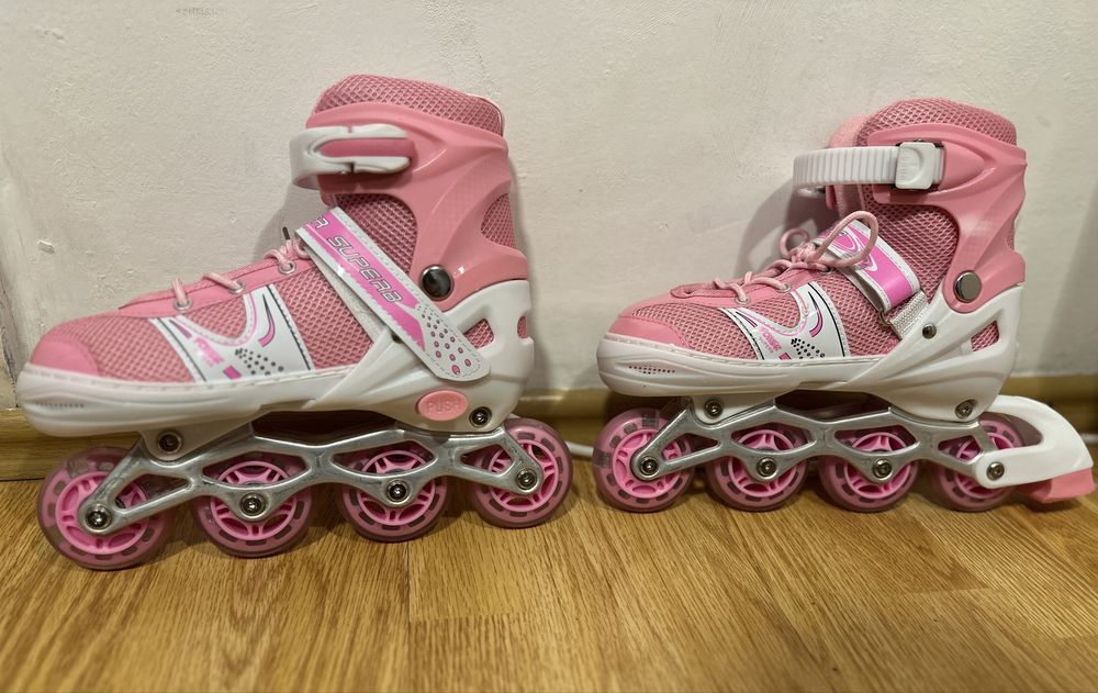 Role noi, roz, cu roti luminoase, 35-38