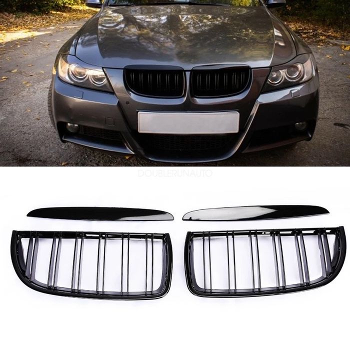 Grile Nari Duble BMW E90, E91 Negru Lucios (2005-2008) NOU!