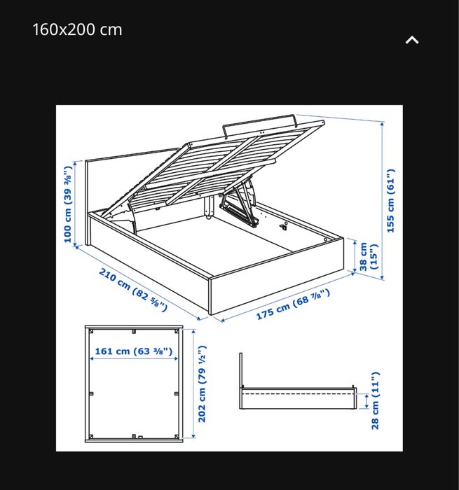 Pat matrimonial alb Ikea Malm cu depozitare, saltea confortabila ikea
