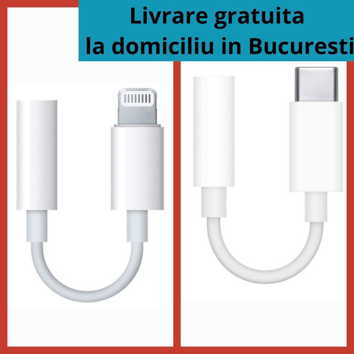 Adaptor casti sau Auxiliar jack - lightning iphone, jack - tip C