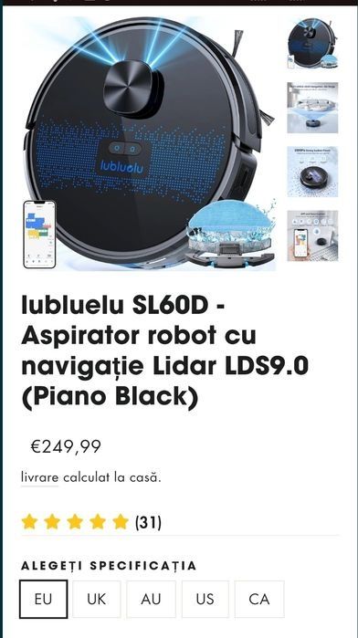 Aspirator robot laser cu navigație Lubluelu resigilat