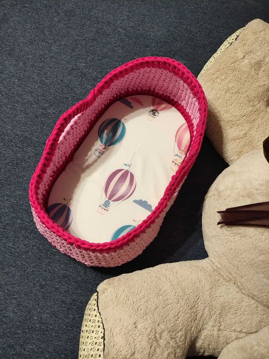 Бебешки кош за новородено, ръчно изработен, плетен кош, 70х40см, ново