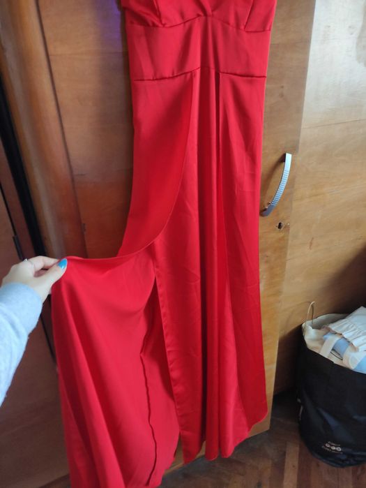 Дълга червена официална рокля/бална рокля