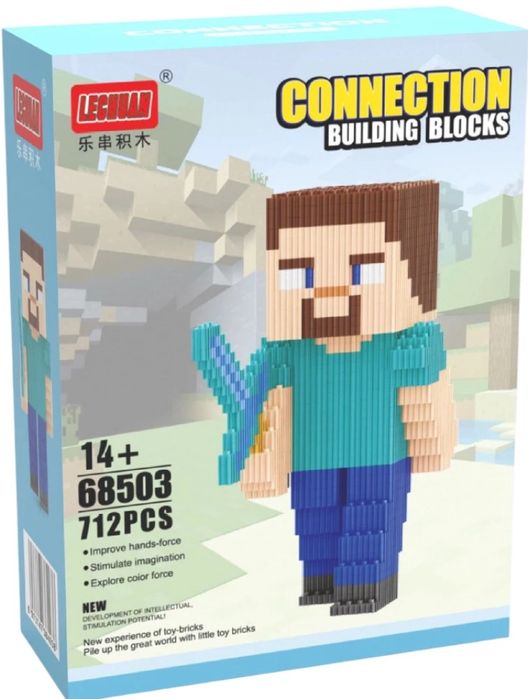 Конструктор Майнкрафт 1259 части, Minecraft 2 модела, Стийв/Steve