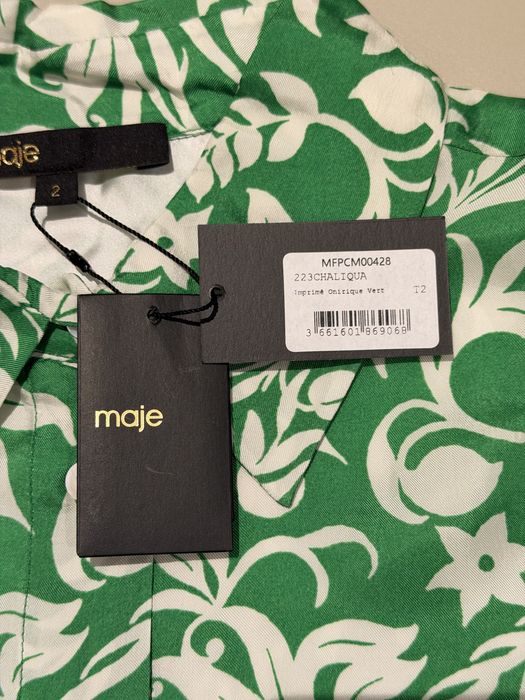 Cămașă satinată cu imprimeu, Maje