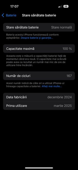 iPhone 16 PRO, 256 GB, gold, 100% baterie, în garanție