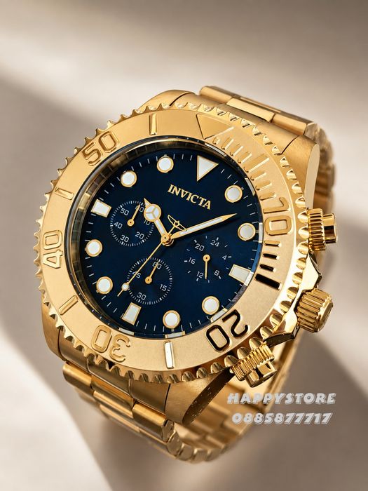 INVICTA Grand Diver Gold blue dial 47 mm, Инвикта нов мъжки часовник