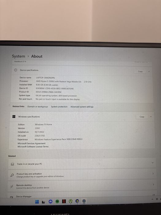 Laptop huawei amd ryzen 5