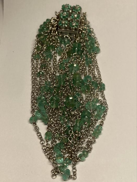 Bratara aur alb 18kt.cu smaralde si diamante