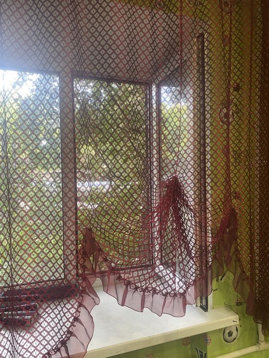 Тюль для кухни борового цвета