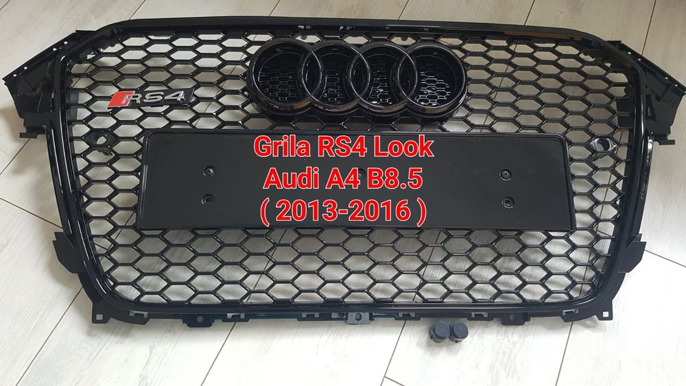 Grila-Fagure-RS4-Look-Audi-A4-B8.5-2013-2016-Negru-Lucios-Premium-Noua