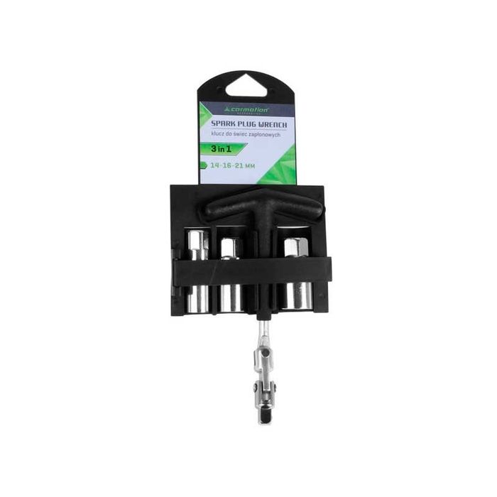 Ключ за свещи с гумирана дръжка с вложки, 14 мм, 16 мм, 21 мм