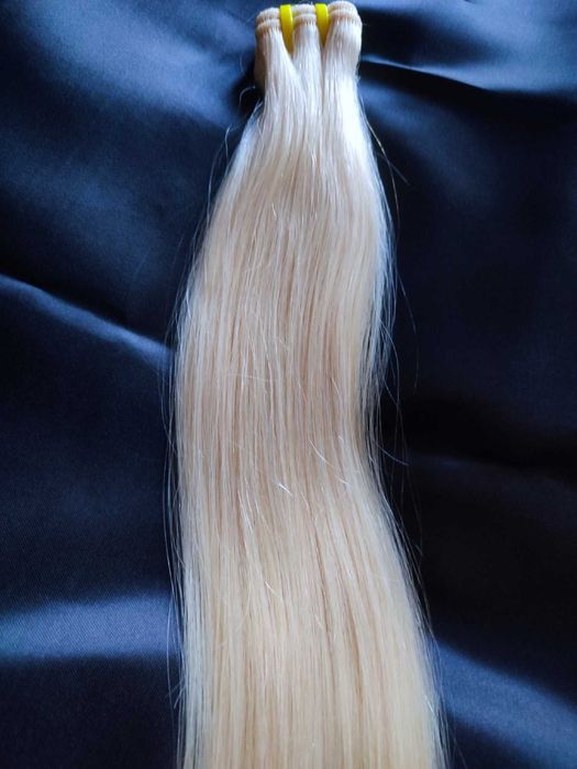 Руса виетнамска естествена коса/екстеншъни с ПЛЪТНИ КРАИЩА! 60см/100г