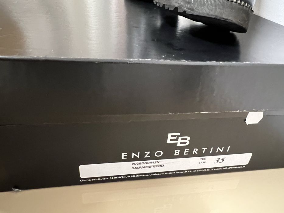 Cizme lungi, din piele, negre, Enzo Bertini