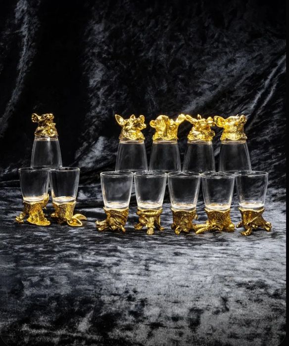 Подарочный набор рюмки перевёртыши с животными,12 шт