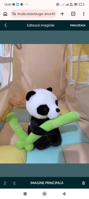 Urs panda din plus, cu bambus, 30 de cm