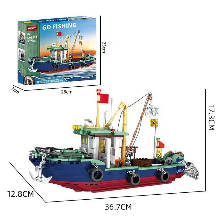 Конструктор, лего, lego, рибарски кораб , 582 части на марката WOMA