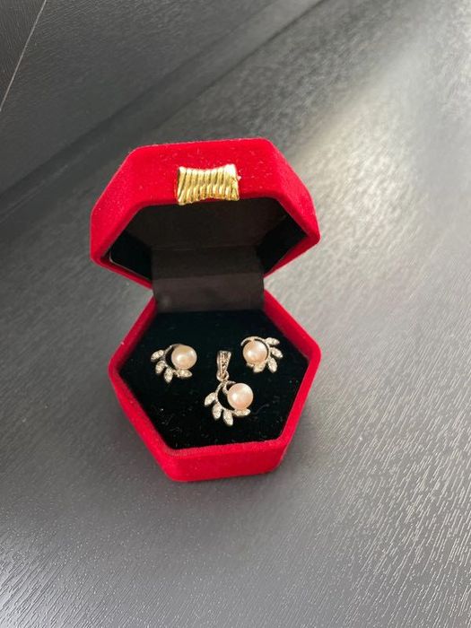 Set argint cercei + pandantiv