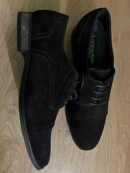 Pantofi  piele intoarsa  negri  44