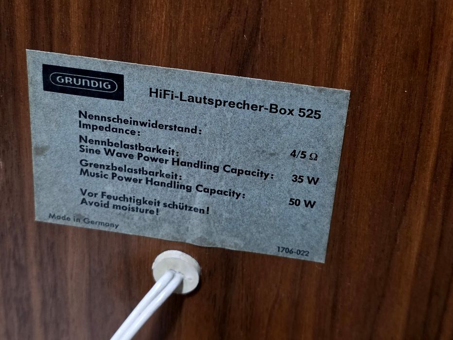 Boxe GRUNDIG BOX 525, vintage hifi stereo, compresie , 4 ohm