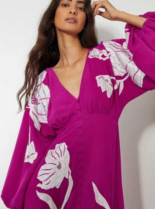 Рокля с флорални апликации Monsoon, размер UK 18