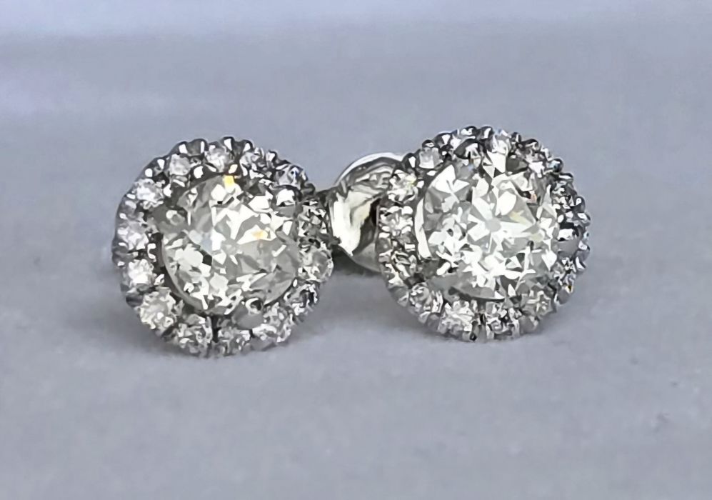 Cercei din aur alb 14k cu diamante naturale 1,10ct.