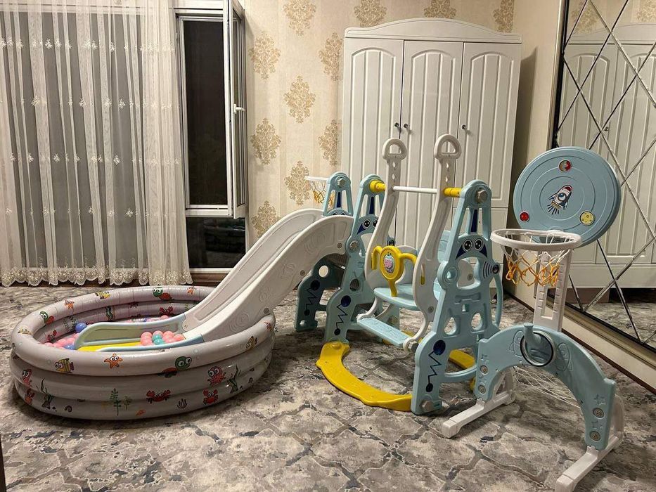 Горка качели сухой бассейн 100 шт мячик мячик Китой даставка бесплатна