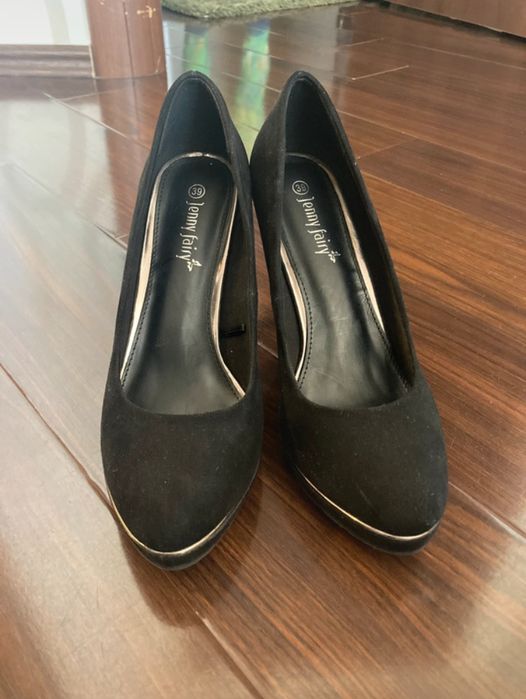 Pantofi cu toc 10 cm negrii