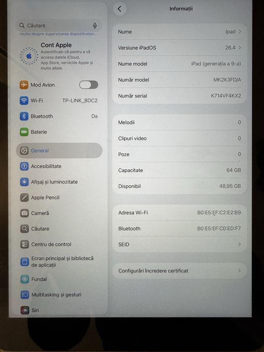 Ipad generatie 8 si 9 cu mdm