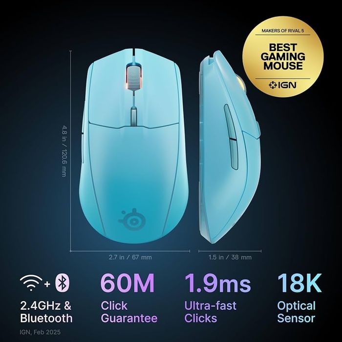 Mouse SteelSeries Rival 3 Gen 2 Aqua Blue - Sigilat