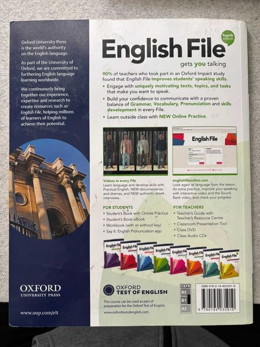 Учебник и тетрадка по английски език - English file fourth edition, Intermediate
